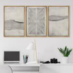 Geometric Abstract Simple Neutral Modern Pictures Home Decor - Framed Canvas Print Wall Art Work - Image 3