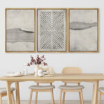 Geometric Abstract Simple Neutral Modern Pictures Home Decor - Framed Canvas Print Wall Art Work - Image 2
