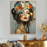 Glam Harmonious Cubist Woman Portrait I - Fashion Canvas Wall Art