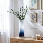 Glass Blue and White Ombre Cylinder Waters Vase