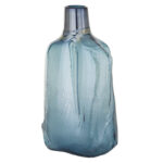 Glass Handmade Blown Decorative Blue Vase - Image 2