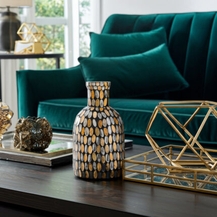 Glass Vase with Mosaic Detailing in Glam Style Design – Sleek Decorative Modern Accent Made from Durable Glass for a Stylish Versatile Display in Any Glam-Inspired Interior Setting - Chic Decora