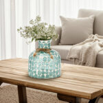 Glass Vase with Textured Round Accents and Twine Detail, Handcrafted Decorative Design with Unique Artisan Appeal, Durable Glass Construction with Natural Decorative Rope Embellishment