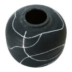 Glenlee Round Decorative Stoneware Vase with Hand-Painted Intersecting Lines - Image 3