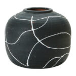 Glenlee Round Decorative Stoneware Vase with Hand-Painted Intersecting Lines - Image 5