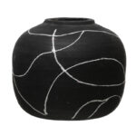 Glenlee Round Decorative Stoneware Vase with Hand-Painted Intersecting Lines - Image 6