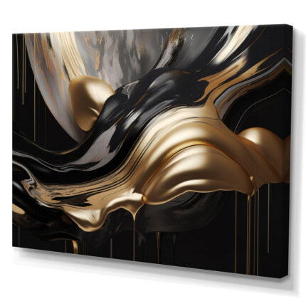 Gold And Black Captivating Marble II – Abstract Marble Canvas Print Wall Art - Chic Decora