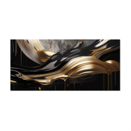 Gold And Black Captivating Marble II – Abstract Marble Canvas Print Wall Art - Chic Decora