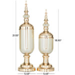 Gold Metal Living Room Decorative Jars with Finial Lids - Image 5