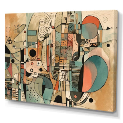 Golden Mid Century Boho Drawing – Abstract Minimalism Wall Art - Chic Decora