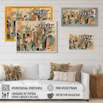 Golden Mid Century Boho Drawing - Abstract Minimalism Wall Art - Image 3