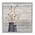 Grey Home Sweet Home Cotton Flower in Vase by Kimberly Allen - Painting