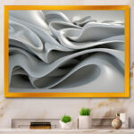 Grey Infinite Ripples - Abstract Modern Waves Framed Canvas Print