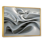 Grey Infinite Ripples - Abstract Modern Waves Framed Canvas Print - Image 2