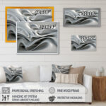 Grey Infinite Ripples - Abstract Modern Waves Framed Canvas Print - Image 3
