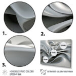 Grey Infinite Ripples - Abstract Modern Waves Framed Canvas Print - Image 4