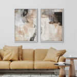 Grunge Abstract Paint Stroke Effect Organic Modern Artwork On Canvas 2 Pieces Print Wall Art - Image 3