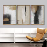 Grunge Abstract Paint Stroke Effect Tan Gray Neutral Organic Modern Pictures Framed Canvas Abstract Living Room Wall Art Painting Print - Image 5