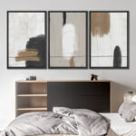 Grunge Brown Gray Paint Abstract Modern Rustic Nordic Home Decor - Framed Canvas Print Wall Art Work - Image 3