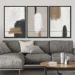 Grunge Brown Gray Paint Abstract Modern Rustic Nordic Home Decor - Framed Canvas Print Wall Art Work - Image 4