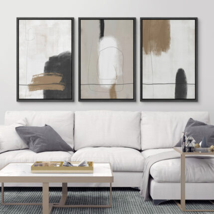 Grunge Brown Gray Paint Abstract Modern Rustic Nordic Home Decor - Framed Canvas Print Wall Art Work