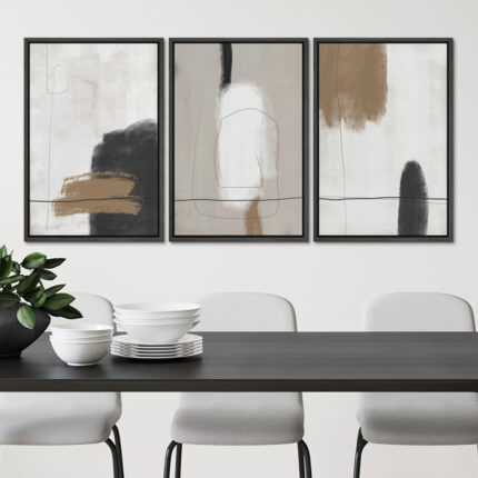 Grunge Brown Gray Paint Abstract Modern Rustic Nordic Home Decor – Framed Canvas Print Wall Art Work - Chic Decora