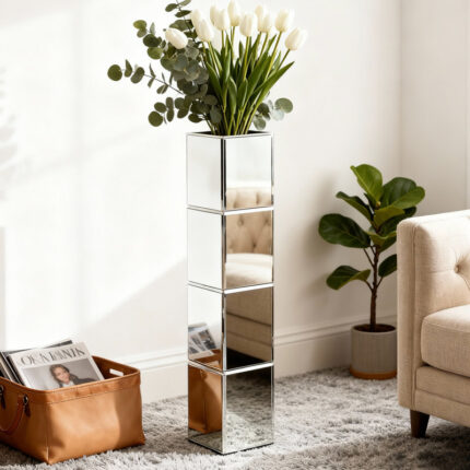 Gudrun Handmade Square Glass Floor Vase - Chic Decora