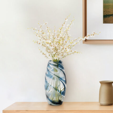 Hand-Blown Glass Vase with Elegant Swirl Design - Chic Decora