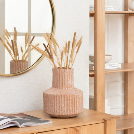 Handmade Ecomix Decorative Vase with Ribbed Detailing – Modern Accent for Home Decor - Chic Decora