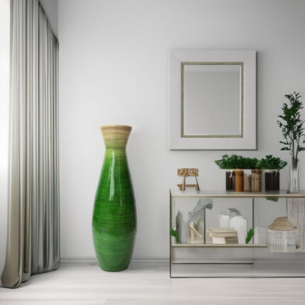 Handmade Wood Floor Vase - Chic Decora