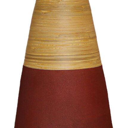 Harlow 31.5 inch Tall Bamboo Floor Vase, Burgundy and Natural Finish, Decorative Accent - Chic Decora
