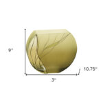 Hawking 9" Green Round Crystal Glass Table Vase With Sculptural Details - Image 3