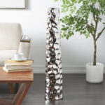 Hazen Gold Ceramic Geometric Bubble Decorative Vase with Concaved Circles, 8" x 8" x 39"