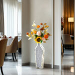 Heavy Duty Tall Crushed Diamond Mirrored Floor Vase Crystal Silver Glass Flower Vase - Image 7