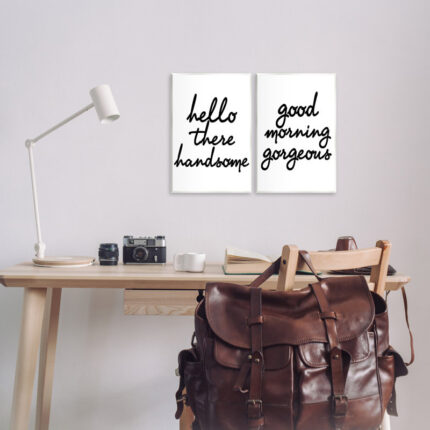 Hello There Good Morning – 2 Piece Textual Art Set on Wood - Chic Decora
