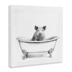 Hog in Bath Tub Minimal Bathroom Sketch by Victoria Borges - Drawing Print Print - Image 2