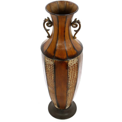 Hosley Decorative Embossed Metal Tall Floor Vase 24 Inch High. Ideal Gift for Weddings Party Spa Reiki Meditation Settings - Chic Decora