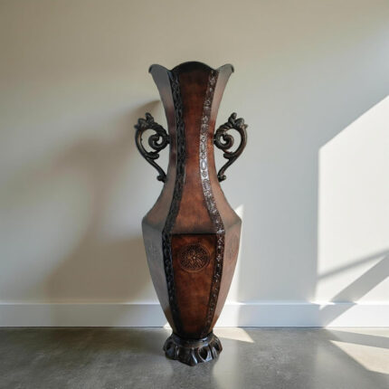 Hosley Decorative Embossed Metal Tall Floor Vase 24 Inch High. Ideal Gift for Weddings Party Spa Reiki Meditation Settings - Chic Decora