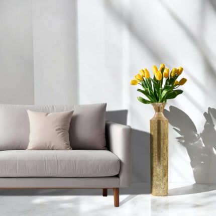 Hosley Decorative Gold Metal Tall Floor Vase. Ideal Gift for Floral Arrangements Weddings Party Spa Reiki Meditation Settings (27.25″ High) - Chic Decora