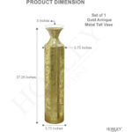 Hosley Decorative Gold Metal Tall Floor Vase. Ideal Gift for Floral Arrangements Weddings Party Spa Reiki Meditation Settings (27.25" High) - Image 3