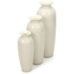 Hosley Set of 3 Crackle Ivory Ceramic Vases. Ideal Gift for Floral Arrangements Wedding or Special Occasions for Use in Home Office Decor Spa Aromatherapy Settings - Image 6