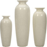 Hosley Set of 3 Crackle Ivory Ceramic Vases. Ideal Gift for Floral Arrangements Wedding or Special Occasions for Use in Home Office Decor Spa Aromatherapy Settings - Image 7