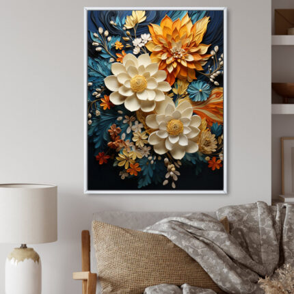 Humira Orange Teal Botanical Whirlwind II – Abstract Botanicals Wall Art - Chic Decora
