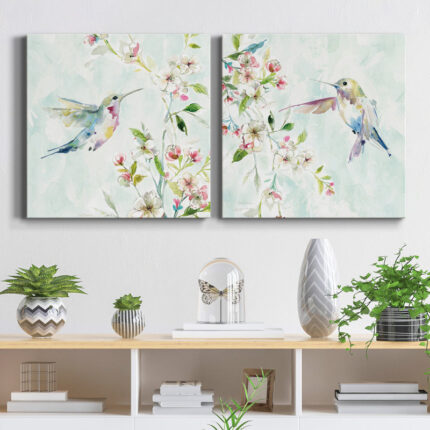 Hummingbird III – 2 Piece Wrapped Canvas Print Set - Chic Decora