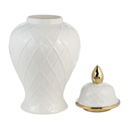 Idena Stoneware Ceramic Decorative Lidded Jar with Textured Design and Elegant Detailing - Chic Decora