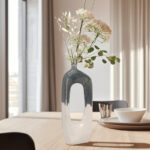 Ilariana Stoneware and Ceramic Vase with Sculptural Open Silhouette and Modern Art-Inspired Design Element or Decorative Display on Shelves or Tabletops in Contemporary Interiors