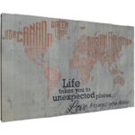 In-A-Word World Map - Life Takes You to Unexpected Places, Love Brings You Home Textual Art