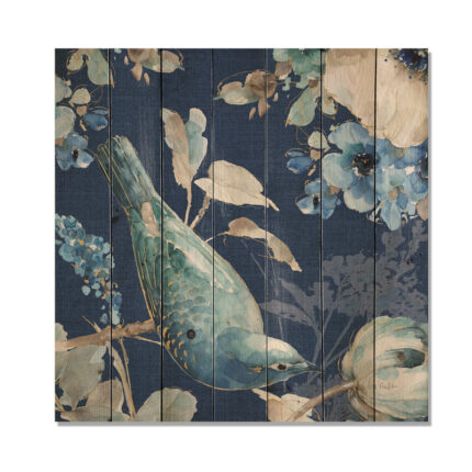 Indigold Bird Cottage Family IV – Farmhouse Print on Natural Pine Wood - Chic Decora