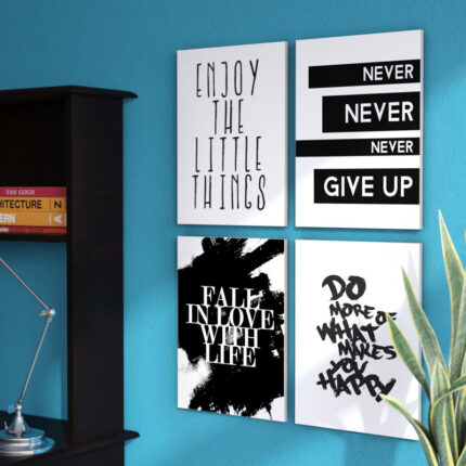 Inspirational – 4 Piece Textual Art Print Set on Wood - Chic Decora