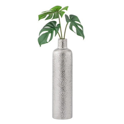 Isaacs 15″ Textured Silver Ceramic Table Vase - Chic Decora